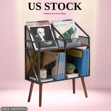 NEW Vinyl Record Storage Holder Rack 250 LP Wooden Display Table Albums