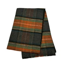 Fraas Cashmink Scarf Orange & Charcoal Gray Tartan Plaid Tweed 78 X 11