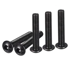 DTGN M4-0.7x25mm Button Head Socket Cap Screws 50pcs Black Carbon Steel Hex