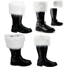 Pleaser Funtasma Christmas Mid Calf Fur Trim Cuff Santa Boots Adult Men Santa10X