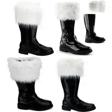 Pleaser Funtasma Christmas Mid Calf Fur Trim Cuff Santa Boots Adult Men Santa10X