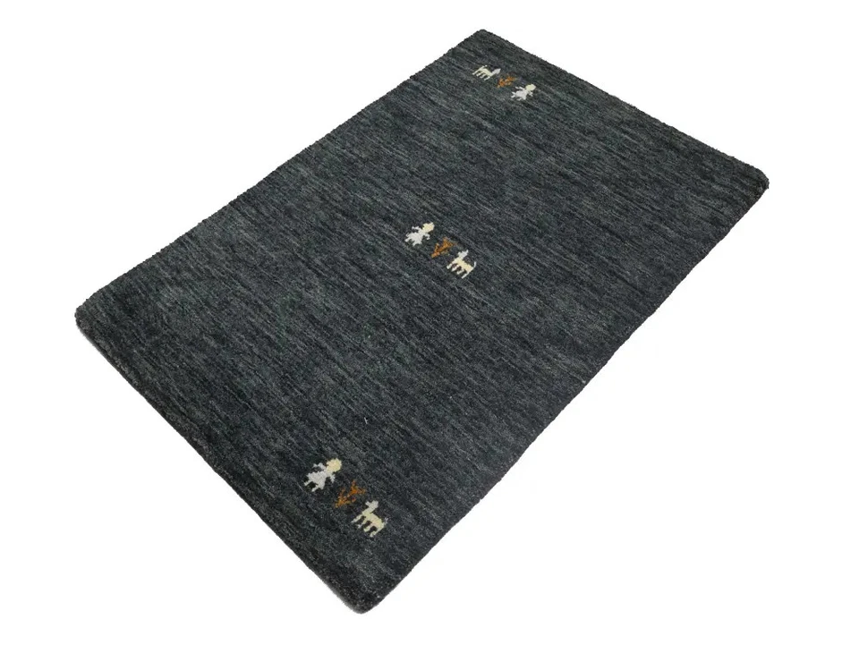 Gabbeh Modern Rug Tribal Small 2X3 Charcoal Handmade Entryway Bedroom Carpet - Image 3 of 4