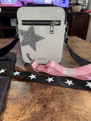 Vintage Havana White Crossbody Bag Glitter Star Detachable Straps Dust Bag