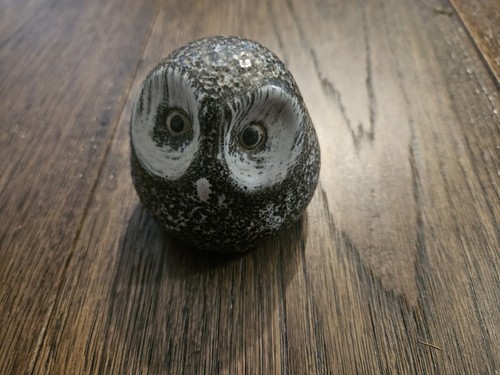 VTG Brown & White Speckled Owl Figurine Pigeon Forge Pottery 2.5 Inches Used 