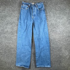 Levi's Ribcage Ankle Jeans Women's 26 Blue Denim Button Fly Straight Leg Outdoor