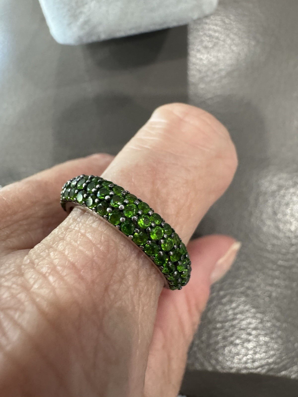 Beautiful sterling silver stackable with Green pa… - image 6