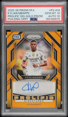 2025-26 Prizm FIFA Kylian Mbappe Prolific Signatures Gold Prizm PSA 10 AUTO 10