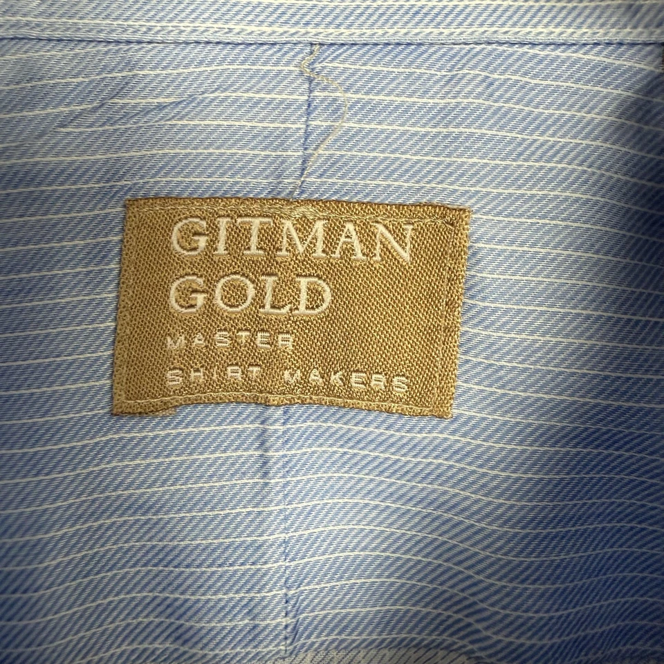 Camisa Gitman Bros Para Hombres 17 33 Azul Rayas Con Botones Hecha en EE. UU. Vestido De Colección XL Foto 2 de 4