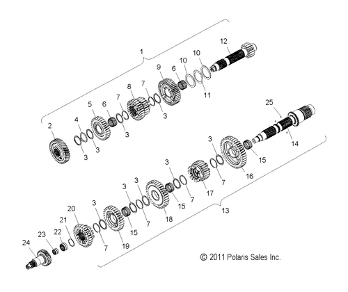 Polaris Mainshaft 2nd Gear, Genuine OEM Part 6230493, Qty 1 - Picture 3 of 3
