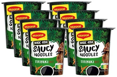 Magic Asia Saucy Noodles Teriyaki Cup, 8er Pack (8x75g)