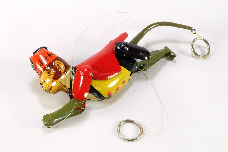 Juguete vintage de hojalata Jocko the Climbing Monkey años 60 con caja - Linemar Japón Foto 3 de 4