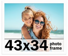 43x34 Frame White Wood Picture Photo Frame with UV Acrylic and Acid Free Backing