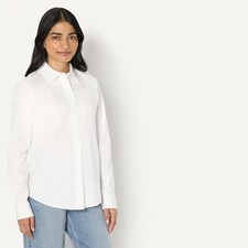 AMAZON ESSENTIALS WOMEN'S REGULAR FIT STRETCH POPLIN BUTTON-UP DRESS -M- WHITE