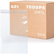 GPI - 6" x 9" - Bulk Case of 1000, 2 Mil Thick, Clear Plastic Reclosable Zip ...