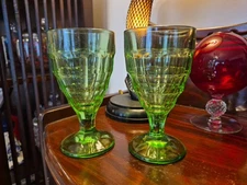 2 Greenbrier Resort Hotel Dorothy Draper Green Depression Like 8oz Water Glasses