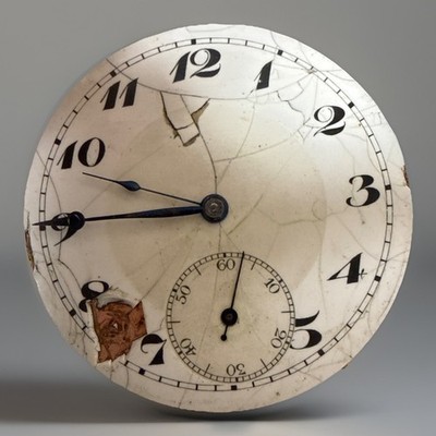 Antique Swiss Pocket Watch Movement Enamel Dial Parts Repair  ️