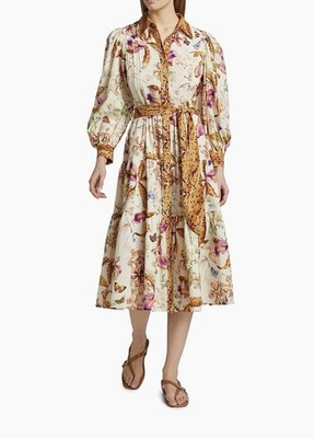 NWT Carolina K Marie Jane Floral Cotton Midi-Shirtdress Women s Size S Boho