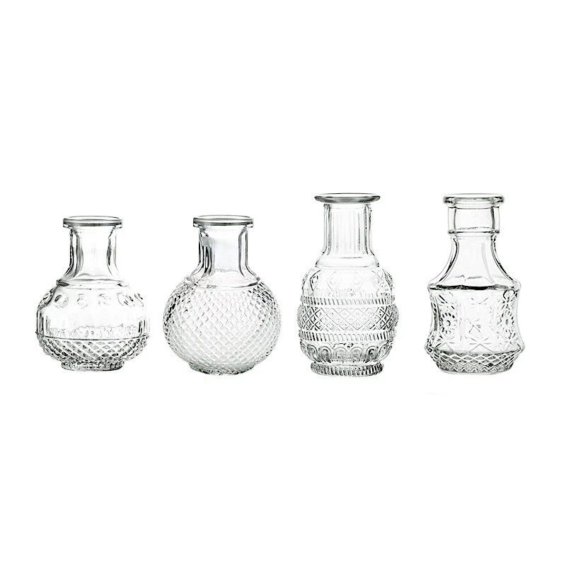 4 Clear Vintage Glass Flower VASES Decorative Table Centerpieces Party Events - Image 4 of 4