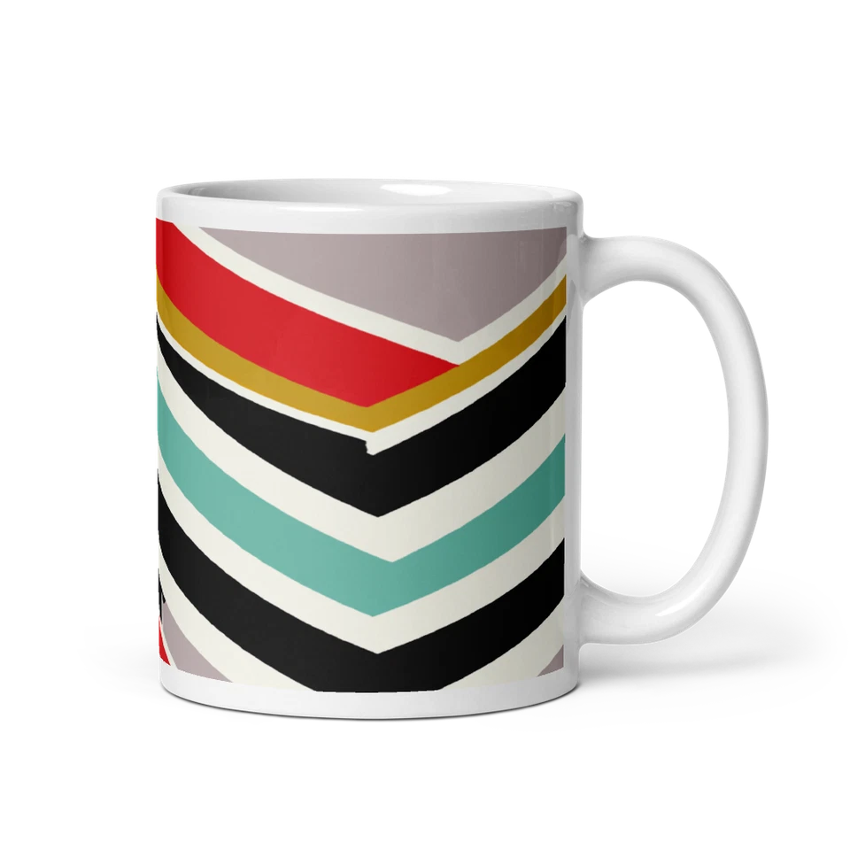 Taza de cerámica vibrante Chevron Stripes 11 oz - Taza de té de diseño audaz Foto 2 de 3