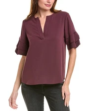 FRAME TULIP SLEEVE BURGUNDY TOP BLOUSE SHIRT