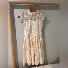 Weissman lace light pink peach ice skating dress adult small
