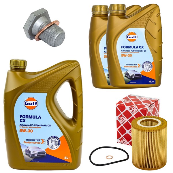 MotoröL Filter Set Gulf Formula CX 5W-30 7 Liter + Schraube FüR BMW X3 7Er 730I-image