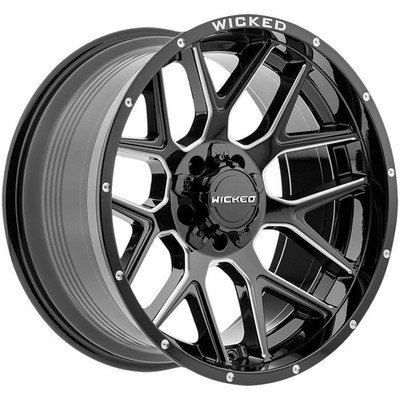 Wicked Off-Road W903 22x12 6x5.5'' -44mm Black/Milled Wheel Rim 22'' Inch