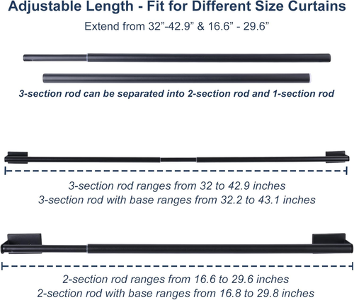 16.6-42.9 Inches Adjustable Magnetic Curtain Rod for Metal Door, 2 Sizes in 1 Ex - Picture 5 of 6