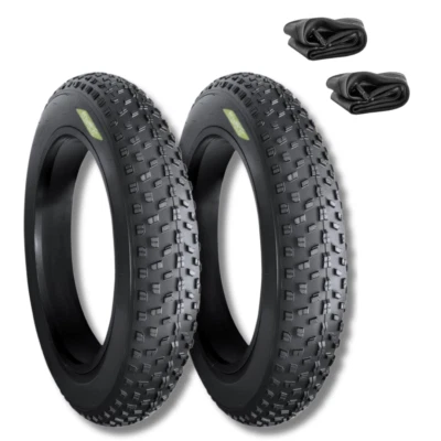 ECOVELÒ 2 COPERTONI 20X4.00 + CAMERE PNEUMATICI X FAT BIKE E-BIKE BICI RUOTE 20" GOMME