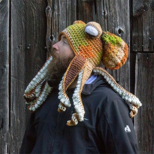 Adult Crochet Octopus Knitted Hats Fancy Dress Cap for Halloween Party Accessory - Bild 15 von 19