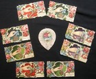 Circa 1890 Group Of Die-Cut Valentines & A Home-Assembled Item On Cloth