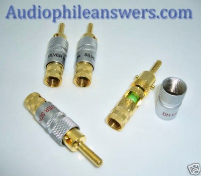 DH Labs Silver Sonic Large GOLD Locking Bananas for 6-8 AWG Set of 4