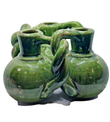 Raku MCM RAKU Pottery Braided Three Vessel Art Pottery Cottage Core