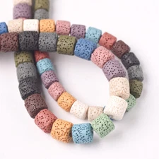 10pcs Cylinder 8mm 10mm Natural Volcanic Lava Stone Beads For Jewelry Making