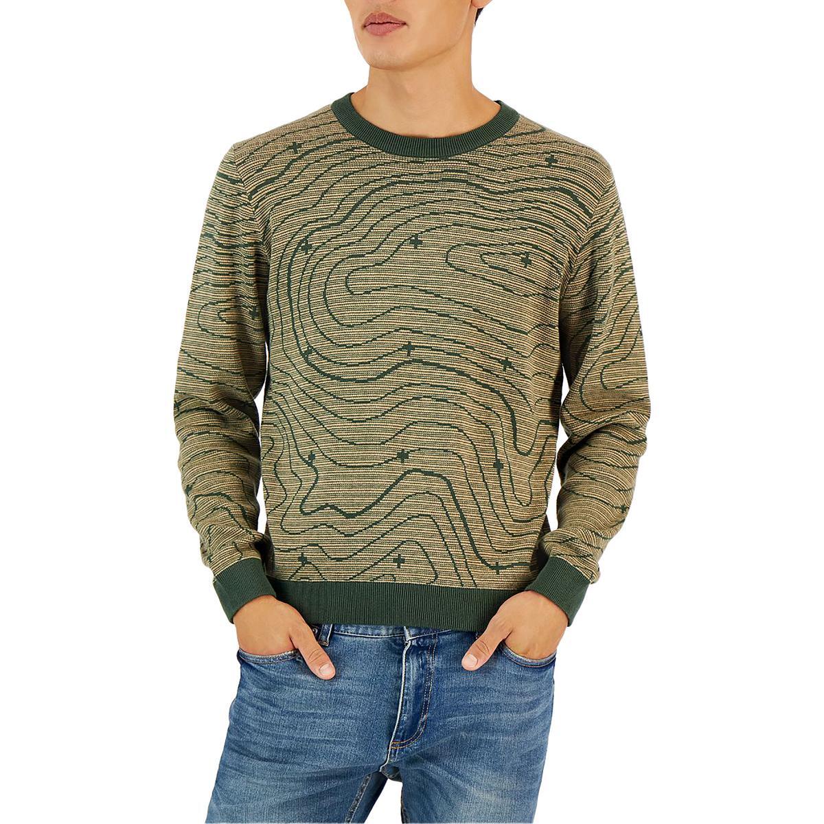 Мужской зеленый хлопчатобумажный вязаный пуловер CRWTH с круглым вырезом L BHFO 0072