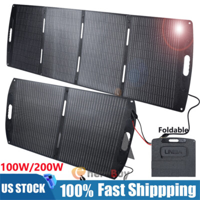 LINEBA 200W Portable Solar Panel Foldable with Carry Handle for Power Station US