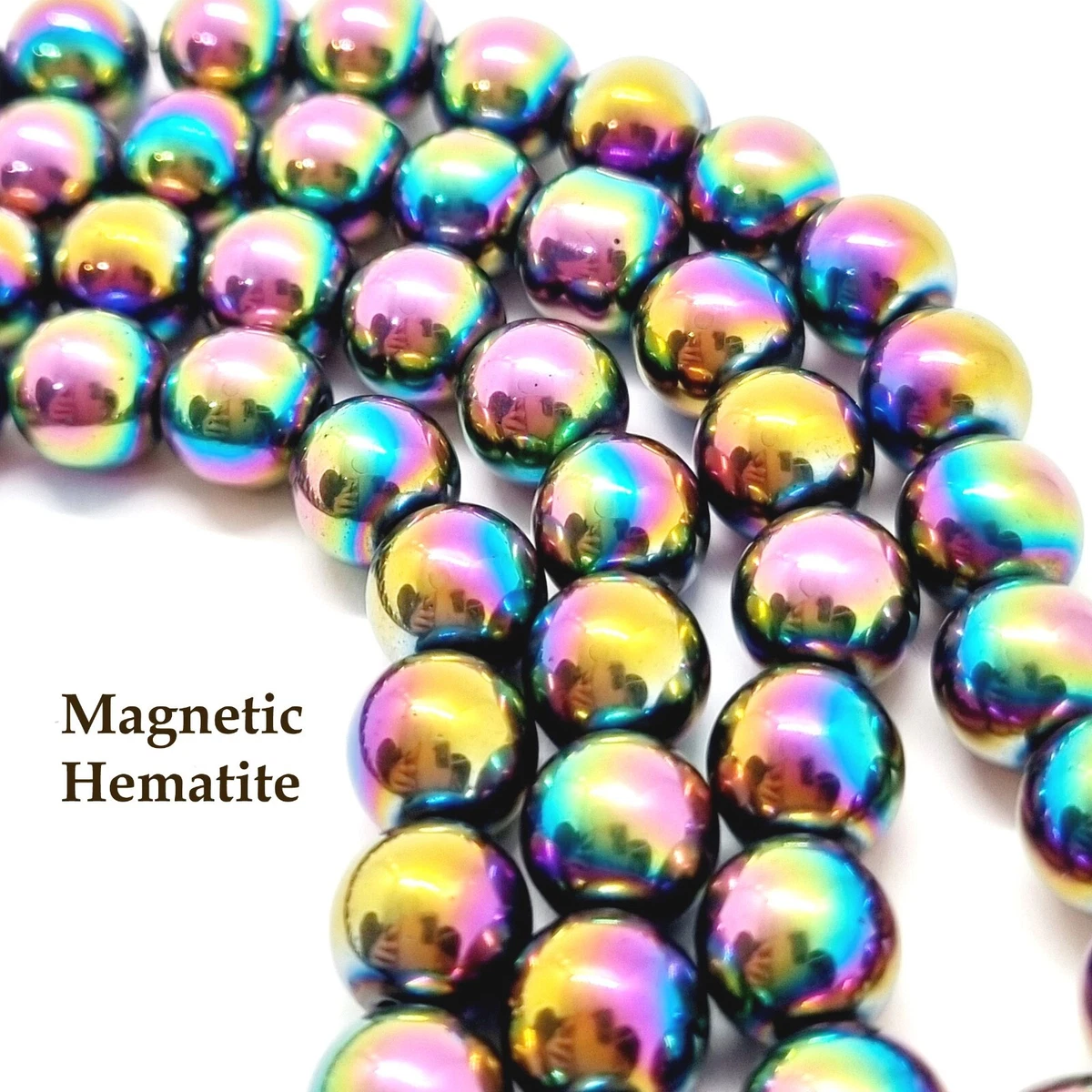 Bracciale Donna In Argento 925 Con Perle Di Ematite Arcobaleno 4 Mm, Fatto A Mano - Foto 4