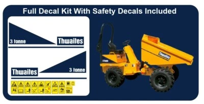 Thwaites 3 Tonne Dumper 3 ton Full Decal Kit With Safety Decals. Sticker Kit