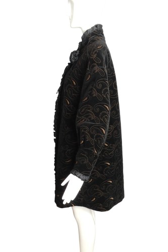 Cappotto FENDI 365 - anni 80 nero in velluto ricamato, taglia 6 - Foto 5 di 6