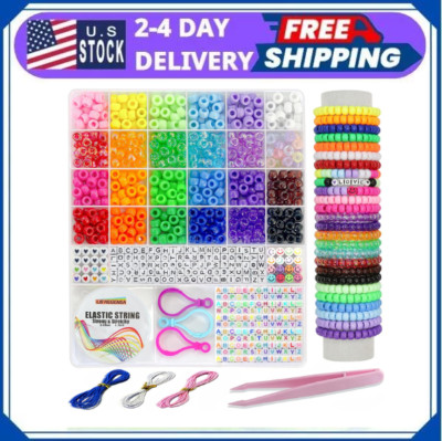 24 Color Pony Beads Bulk 1000 Pcs Kandi Beads for Necklace Jewelry Making Earrin