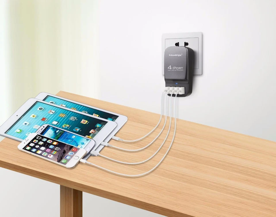 EdisonBright 34 Watts 4 Port USB universal charger Multi Port f/iphone/ipad/tab - Image 4 of 4