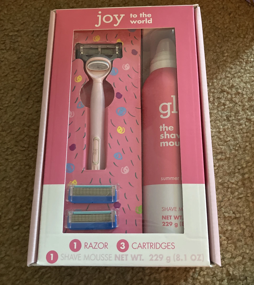 Gillette Joy Shave Set includes 1 Razor Handle 3 Cartridges Glee Shave Gel
