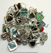 Wow Turquoise Mix Gemstone 25PCS Rings 925 Silver Plated Wholesale Lot Jewelry