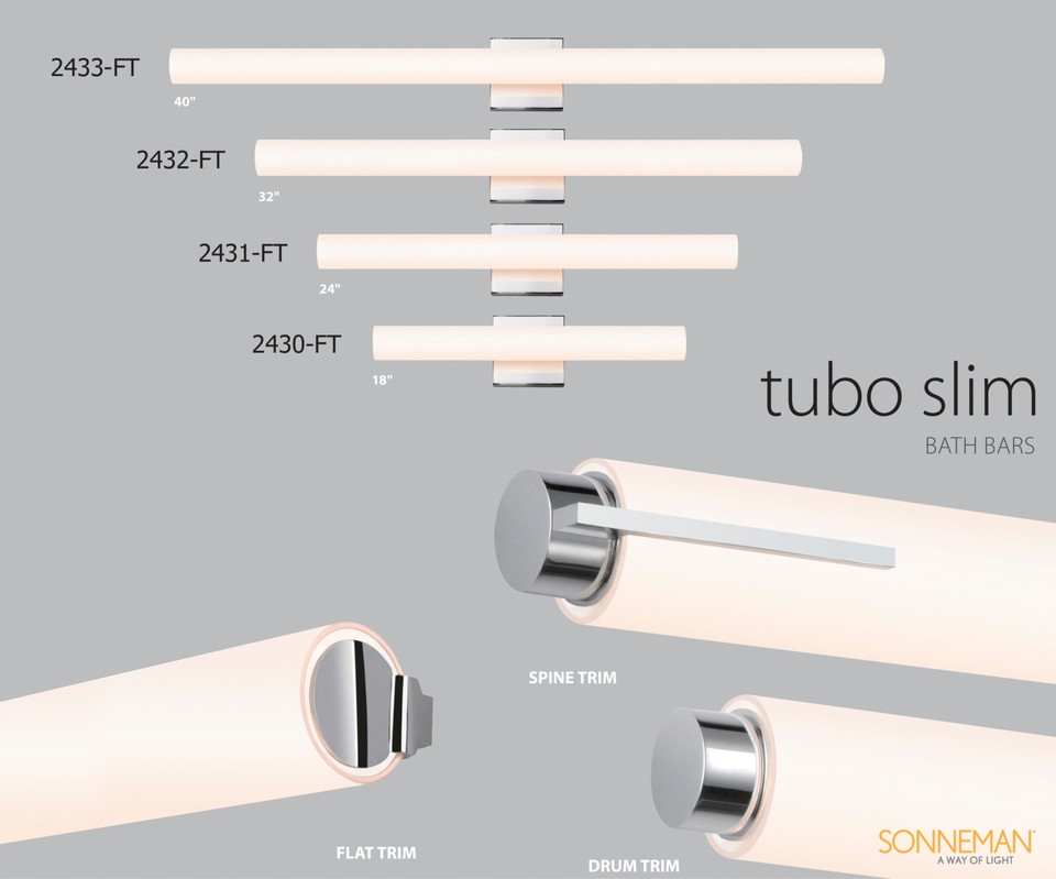 Sonneman 2432ST Chrome Tubo Slim 33.5" Led Bathroom Bath Bar With