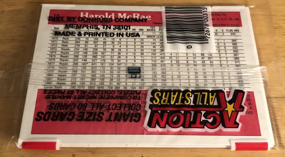 Donruss Action All Stars Pack 1983 Cecil Cooper (top) Hal McRae Royals (atrás) Foto 2 de 2