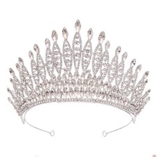 9cm Tall Large Full Crystal Wedding Queen Princess Prom Tiara Crown For Women