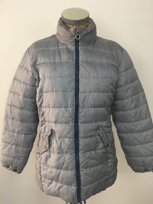 ROXY GEFÜTTERTE JACKE Damen kariert L 12 14 marine elfenbein leicht warm Mantel Damen