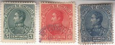 Wenezuela 1899. Scott # 142 - 144. 5c, 10c, 25c. Bolivar. Używany. Zawias.