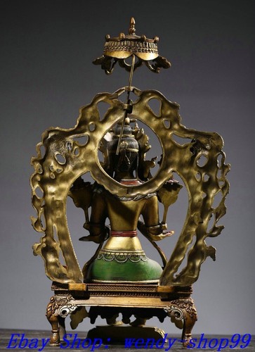 16" Old Tibet Buddhism Copper Gilt Painting Happy Laugh Maitreya Buddha Statue - 第 7/9 張圖片