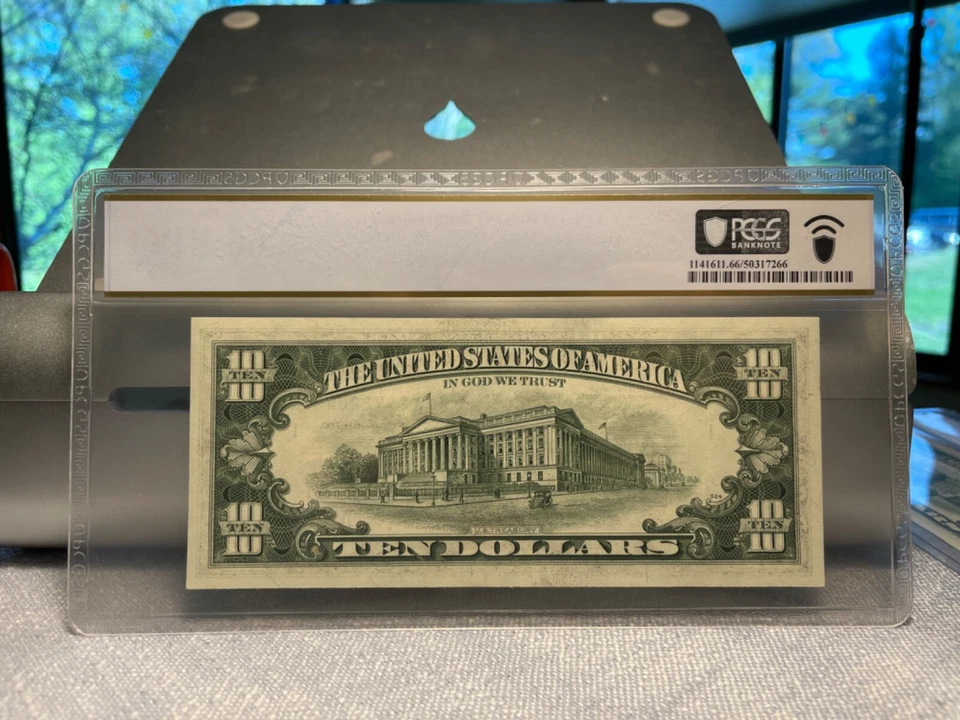 (#101459) 1977 $10 Boston  AB block FR 2024 (2 of 3 sequential)   PCGS 66 PPQ!!! - Image 2 of 2